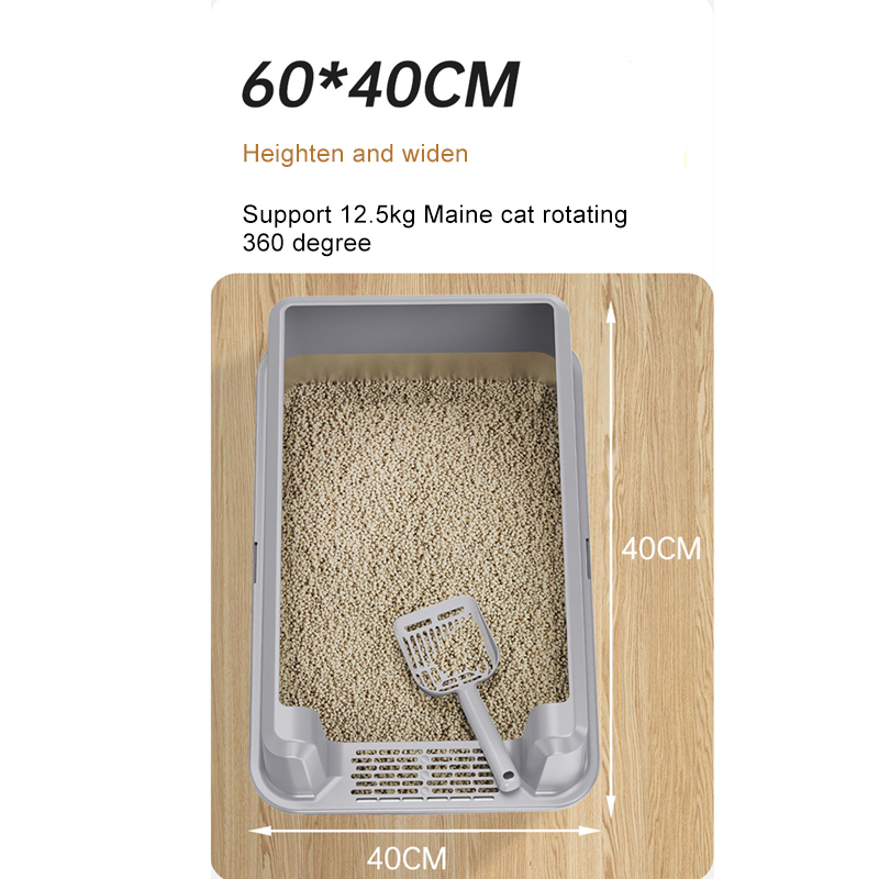 Stainless Steel Litter Box with Shovel Large Toilet Enclosure for s Easy Clean Metal Pan Anti-Leakage