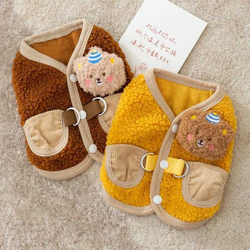 Winter Dog Coat Thin Fleece Dog Vest Jacket Cute Bear Dog Costume 2024 Dog Warm Clothes Chihuahua Yorkshire Puppy Pet ClothingXJ241125