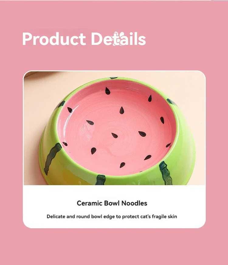 Cute Designs Pet Ceramics Bowl Watermelon Strawberry Shape Cat Food Bowl Small Dog Colorful Water SuppliersXJ241125