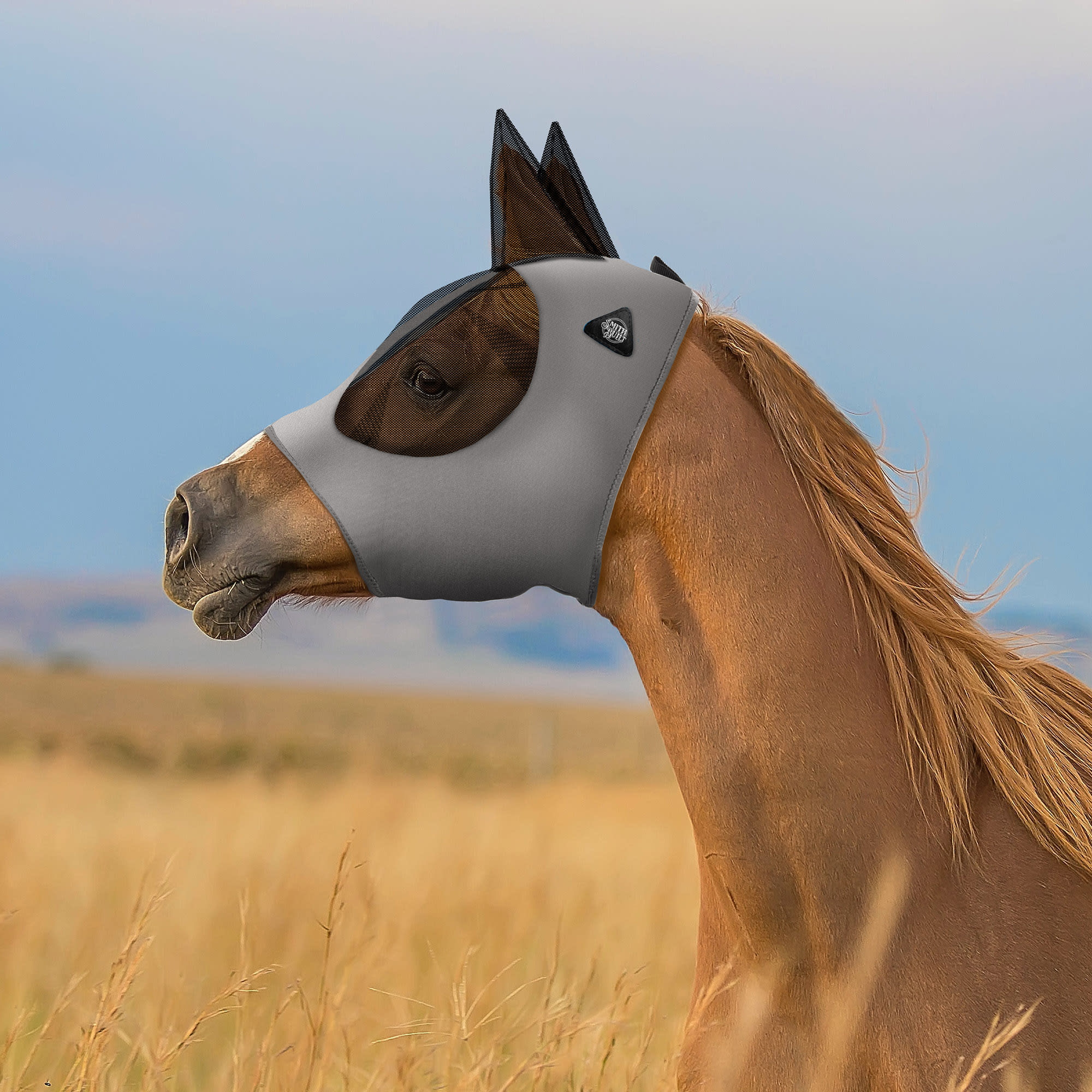 SmithBuilt Gray Mesh Fly Mask for Horses, Horse