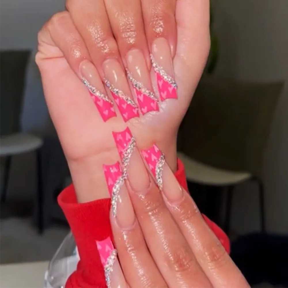 Arched Nail Art Ballet Performer Fake Nail Full Cover Coffin Pressed on Fake Nail Removable Fake NailW241125