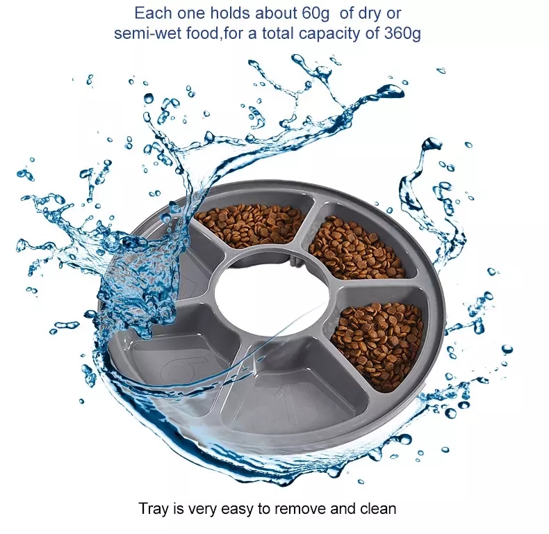 Automatic Pet Feeder for Medium Small Cat Dog, 6 Meals Trays Automatic Timing Pet Dog Food Dispenser Feeder