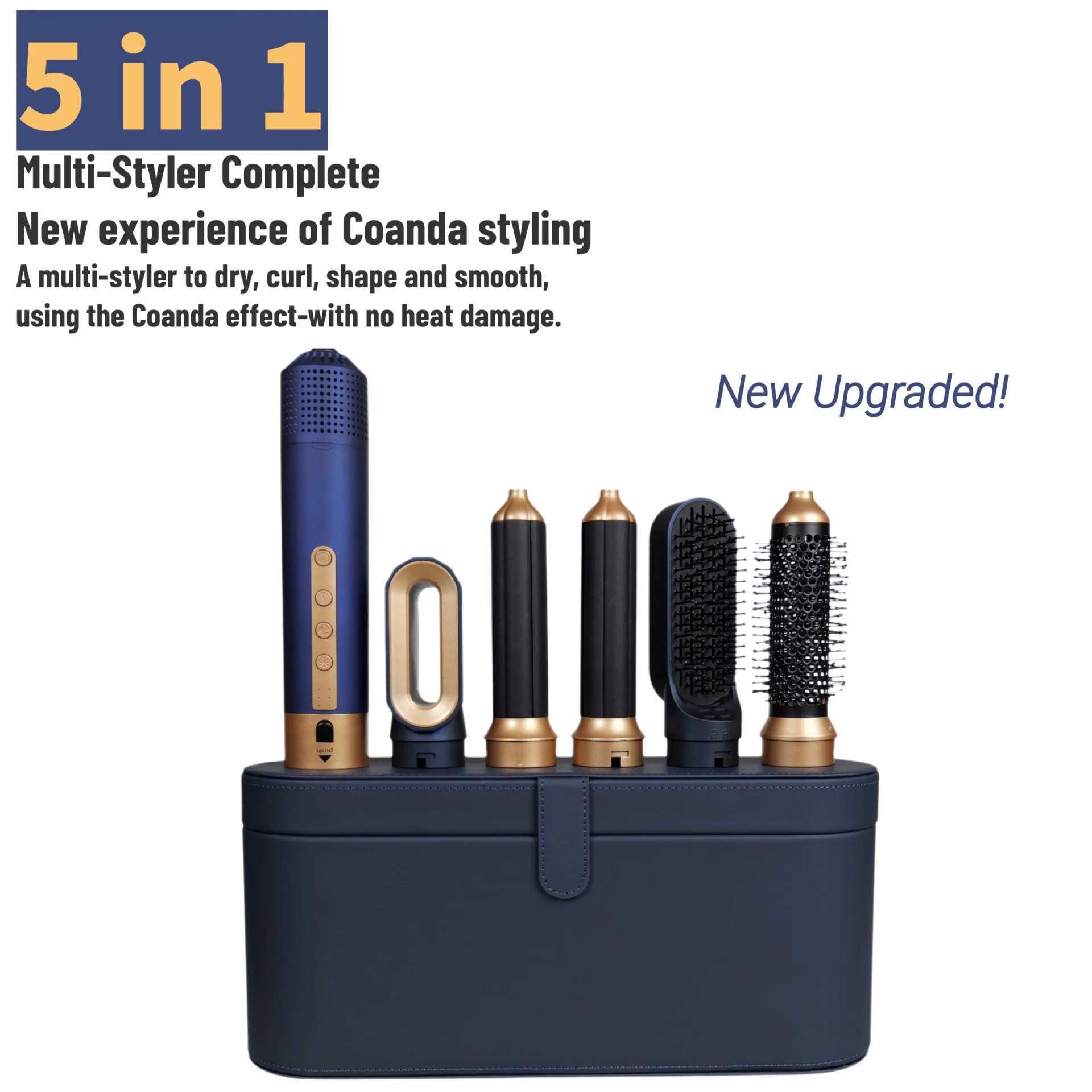 High speed 5 in 1 curling iron hot air comb multifunctional hair dryer automatic curling iron 5 in 1 hair styling toolXJ241125