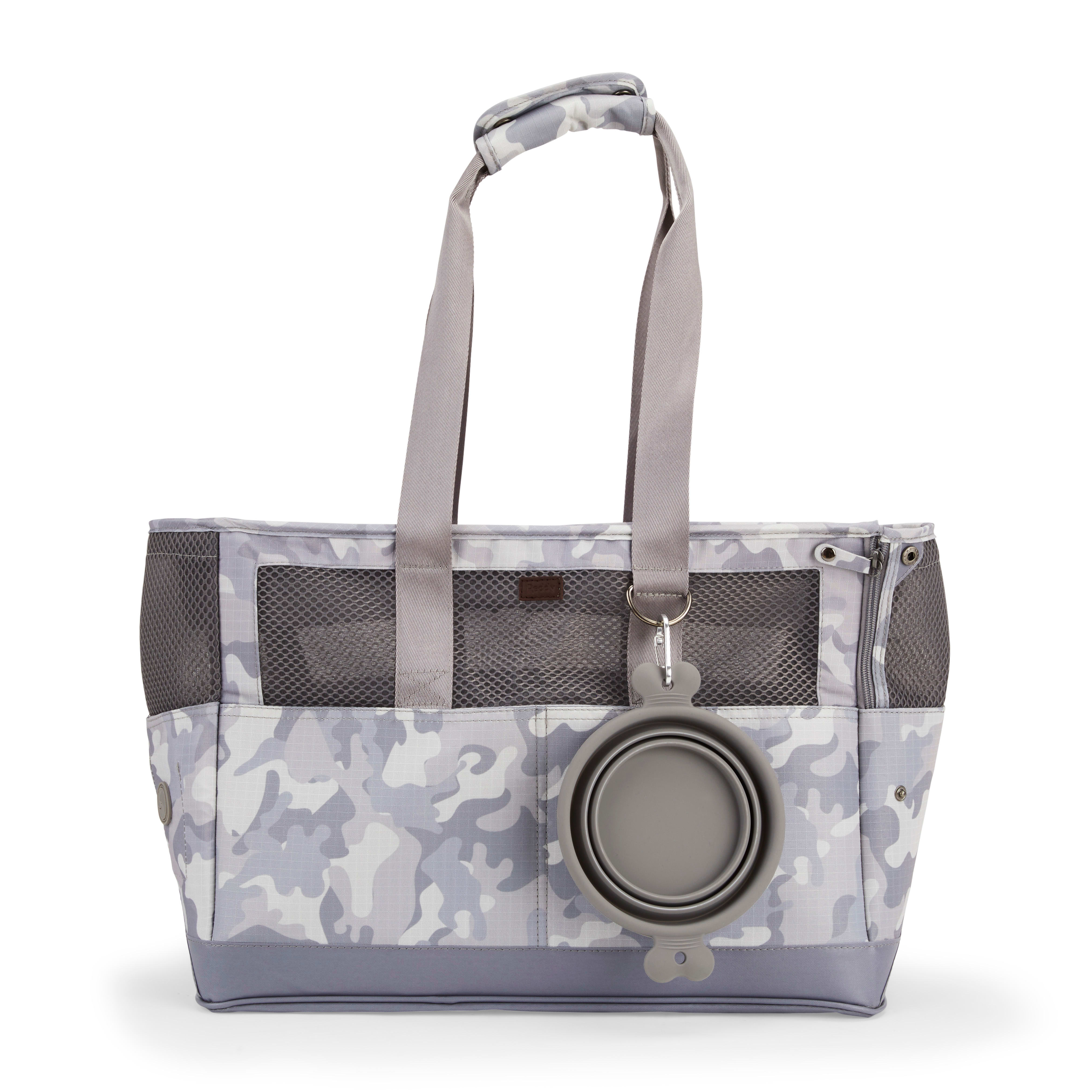 Reddy Grey Camo Canvas Dog Carrier Tote, Small