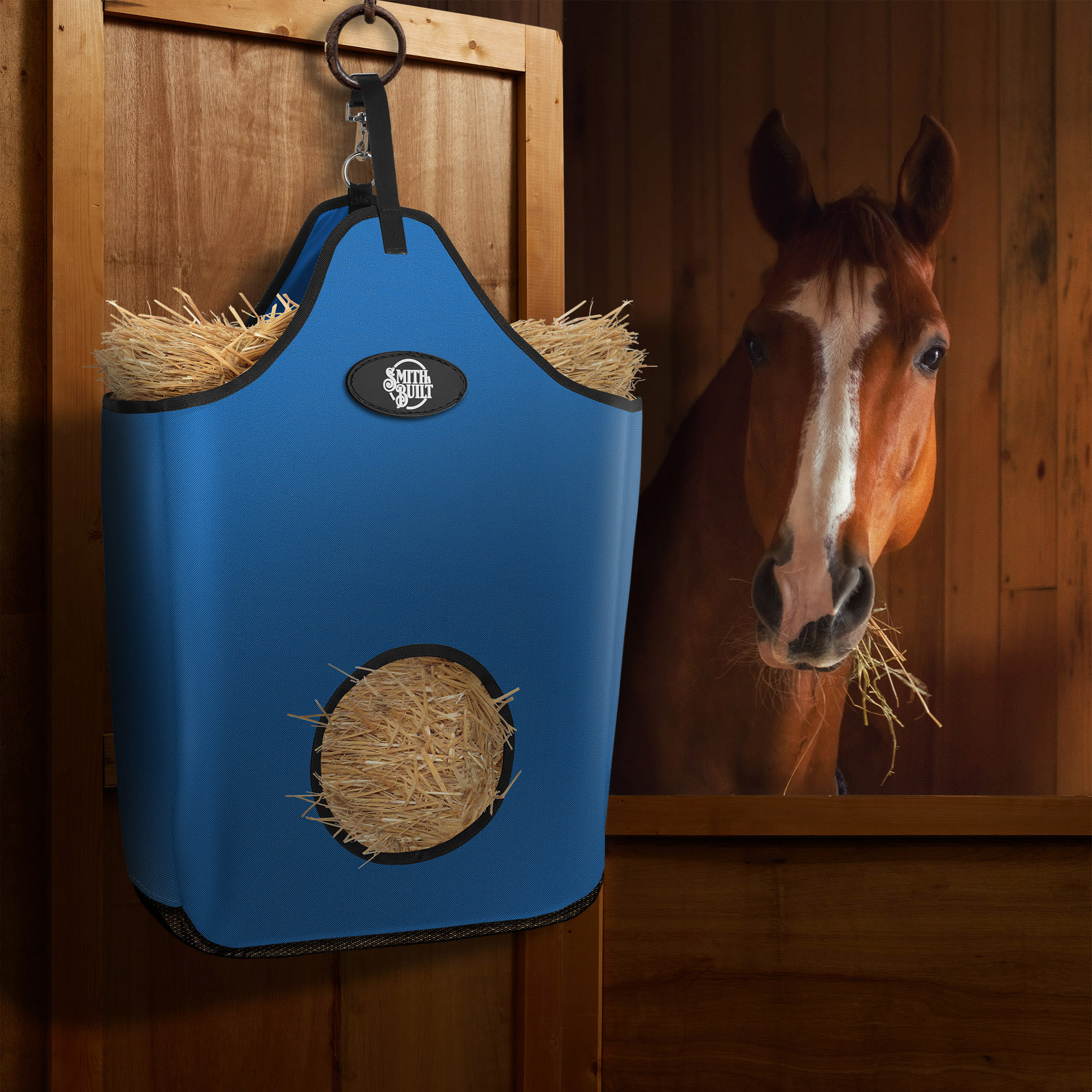 SmithBuilt Blue Horse Feeder Hay Bag Tote, Large