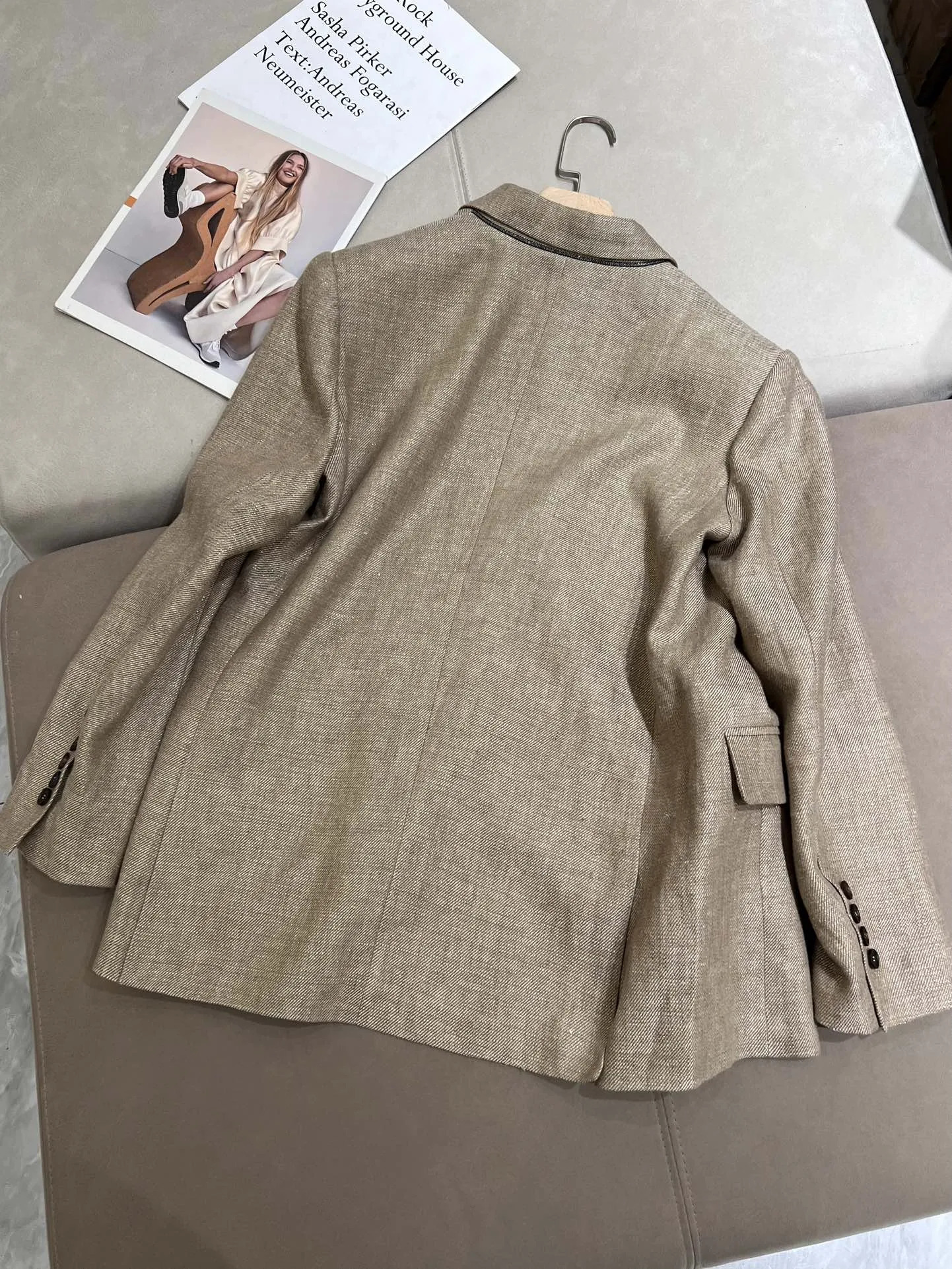 Spring BC Womens Pants Suit Linen Blazer Jacket Vest High Waist Wide Leg Trousers 3 Piece Set Female Clothing 240423