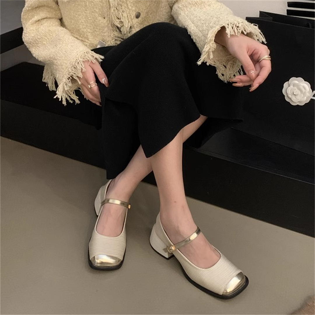Mary Jane French style small fragrant high heels, 2024 autumn and winter new high-end evening style single shoes, fashionable small leather shoes