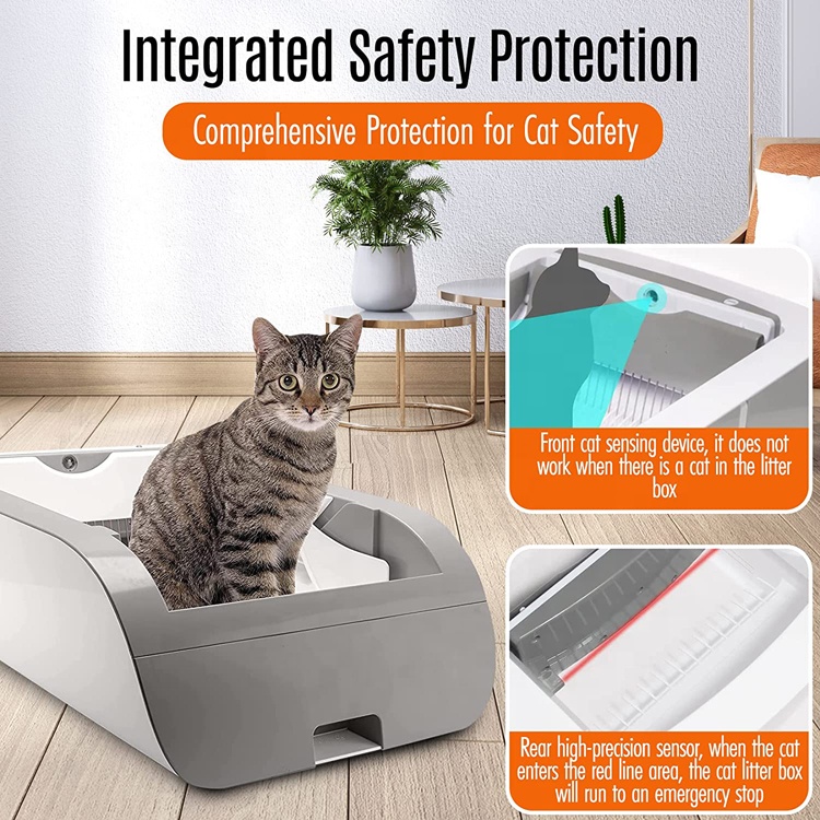 New Fashion Odor Free Grey Self Cleaning Automatic Cat Litter Box for Pet Cat