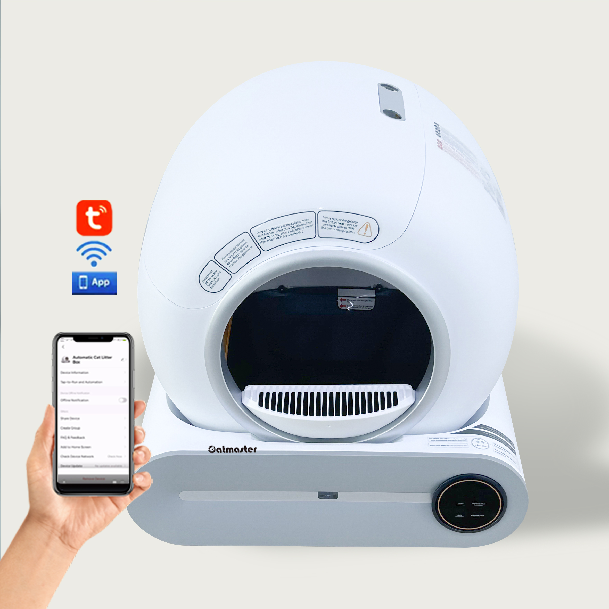 Oval App Control Semi Toilet Self Cleaning & Accessories Pet Tree Auto Flushing Electric Automatic Cat Litter Box