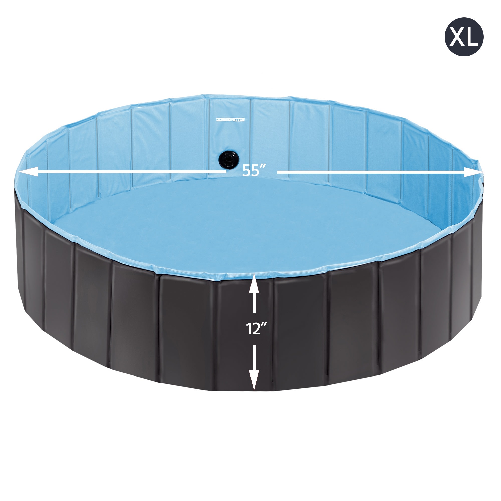 Topeakmart Black Foldable Swimming Pool for Dogs, X-Large
