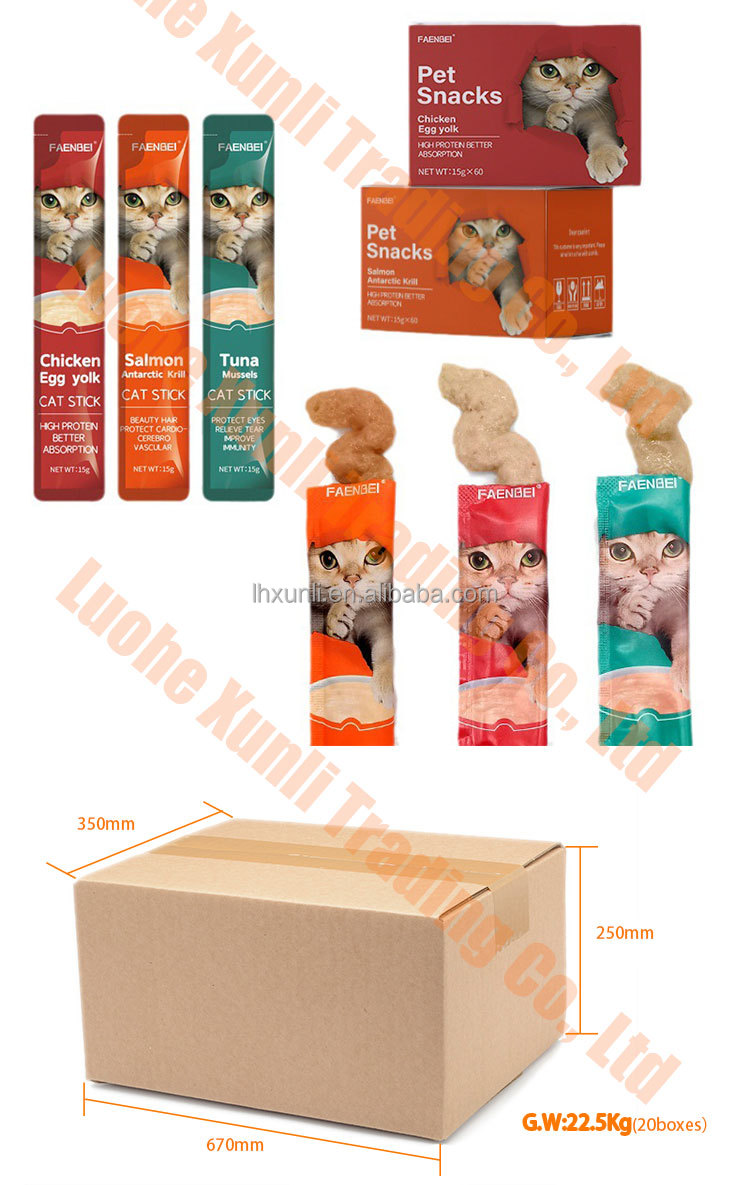 wholesale Recruit agent OEM ODM free sample wholesale 15g Health and nutrition wet cat food pouch for cat pet treats snacks food