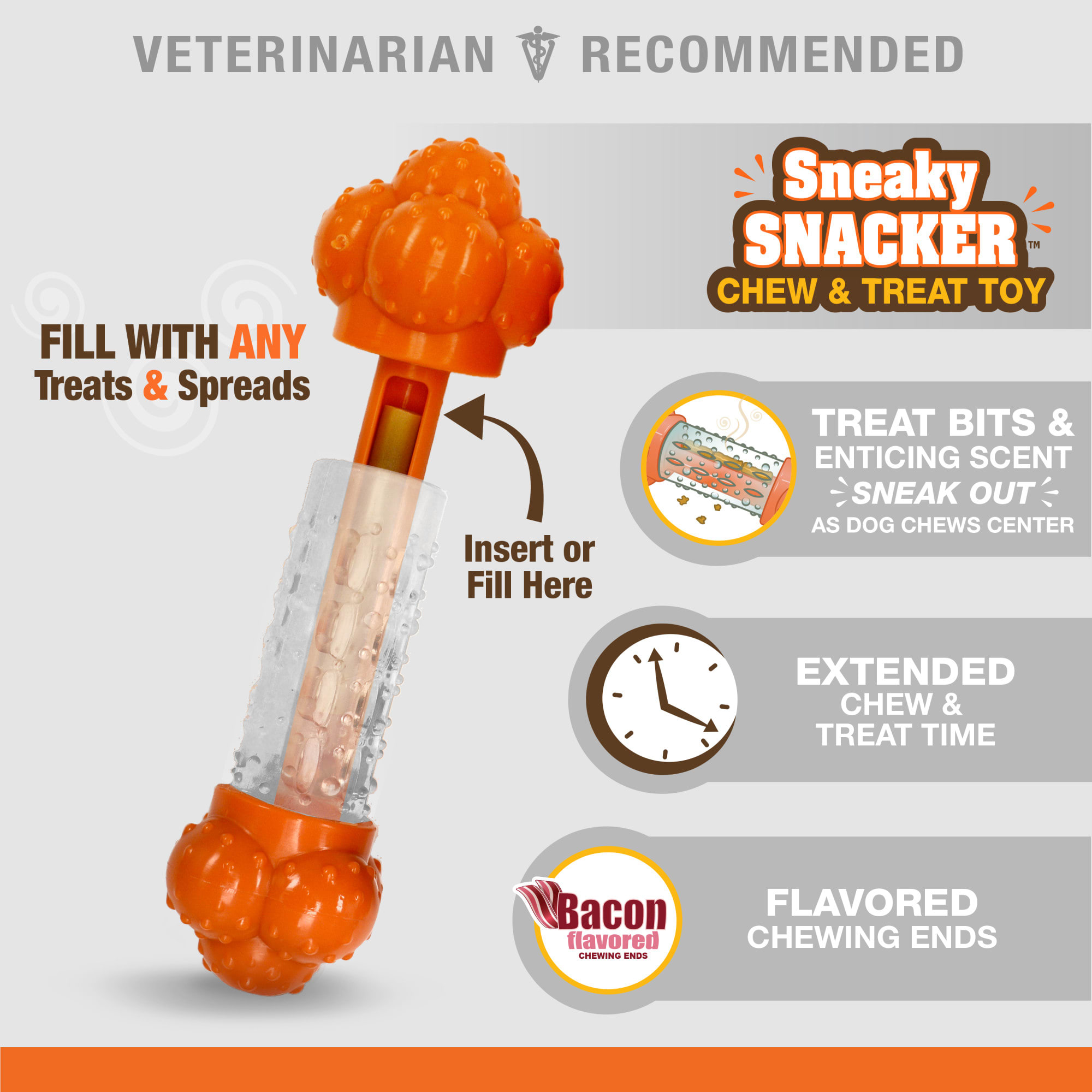 Nylabone Sneaky Snacker Bacon Treat Dog Toy, Medium