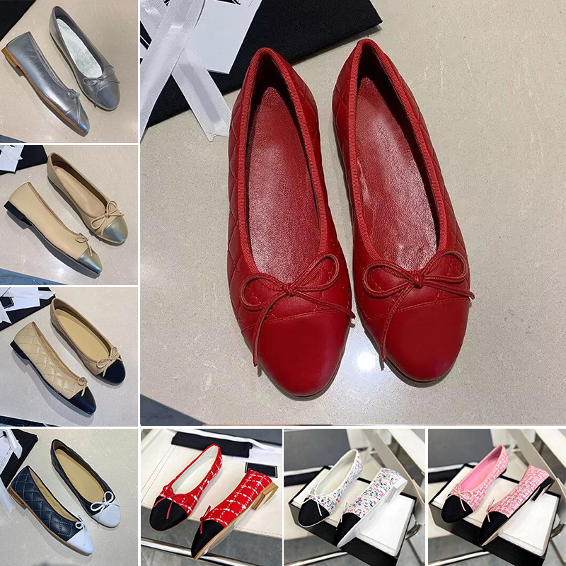 2024 Designer Dress shoes Woman Ballet Luxury Spring Autumn sheepskin bow fashion Flat boat shoe Lady leather Lazy dance Loafers women Leather sole office shoe 34-42