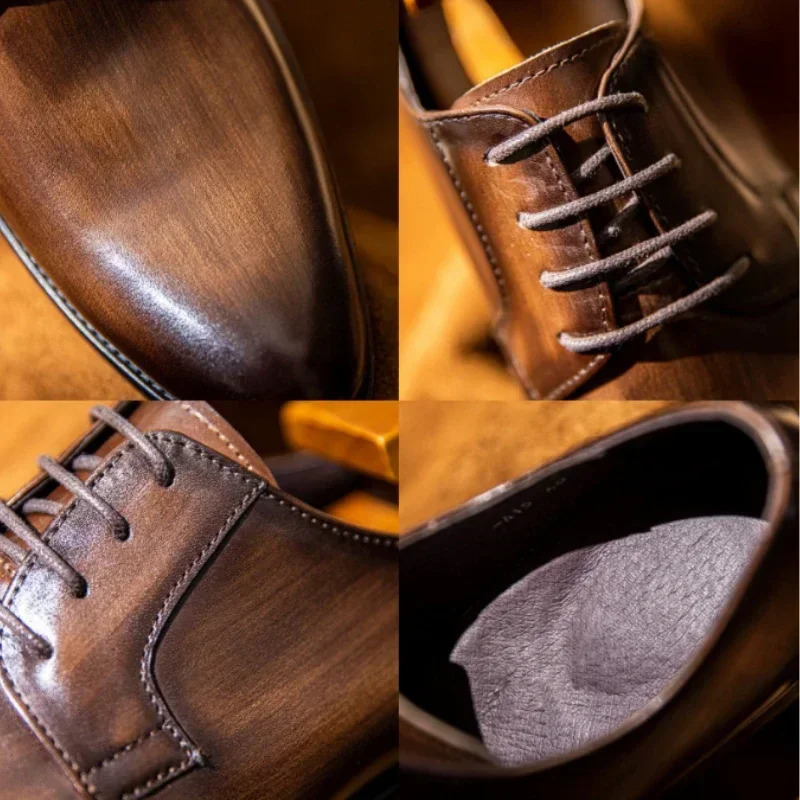 Mens Leather Shoes High Quality Mens Shoes Pointed Oxford Wedding Leather Men Dress Shoes 2024 Gentleman Office Man Shoe 241125
