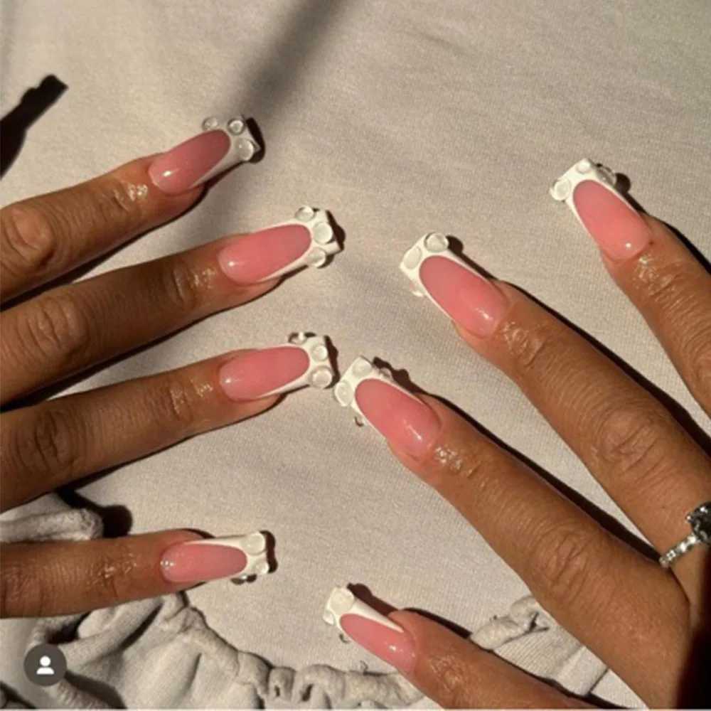 Arched Nail Art Ballet Performer Fake Nail Full Cover Coffin Pressed on Fake Nail Removable Fake NailW241125