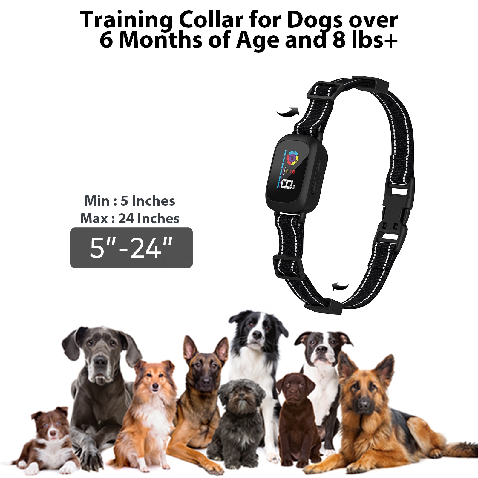 Warning Record And Silent Mode Smart Anti Bark Collar Customized Waterproof Bark Control Collar with 5 Training Mode