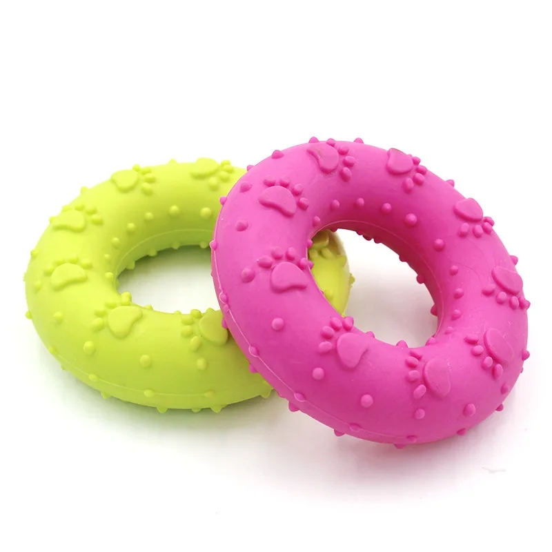 High Quality TPR Footprints Donuts Grinding Teeth Anti-Bite Pet Training Interactive Dog Toys