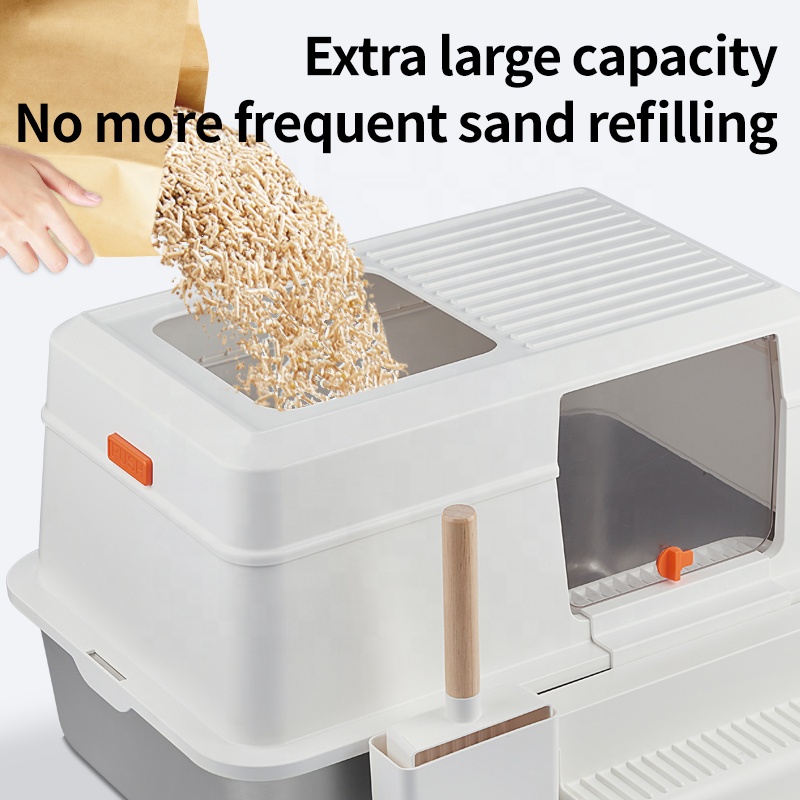 Oversized Hedge Anti-Splash Fully Enclosed Cat Litter Box Stainless Steel EVA Double-Layer Non-Stick Bottom Easy Clean No Spill