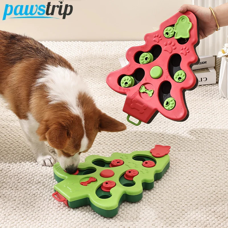 Interactive Dog Puzzle Toys Christmas Tree Dog Slow Food Bowl Funny Pet Training Toy for Dogs Cats Non-slip Dog Bowl 241125