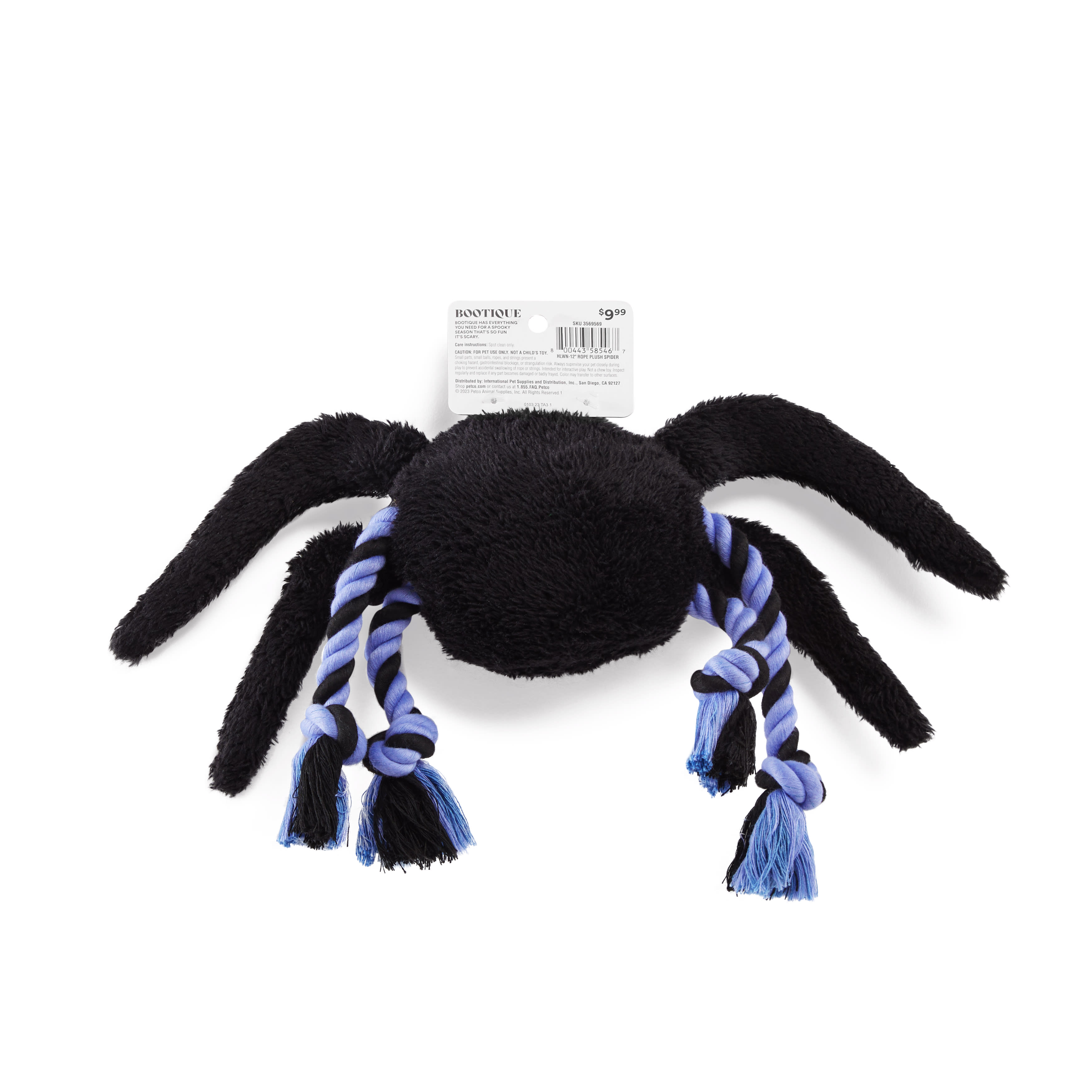 Bootique Rope Plush Spider Dog Toy, Large