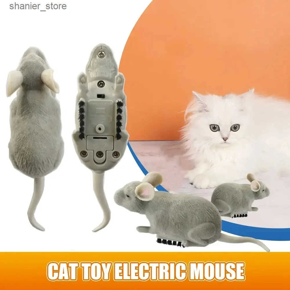 Cat Interactive Electronic Toys Electric Mouse Toy Cat Play Automatic Escape Robot Vibration Crawling Battery Operation Plush Mouse Pet Interactive Ga