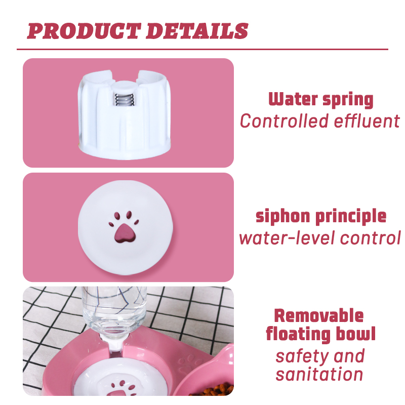 Hot selling new 2 in 1 automatic drinking water feeding cat bowl plastic pet bowl