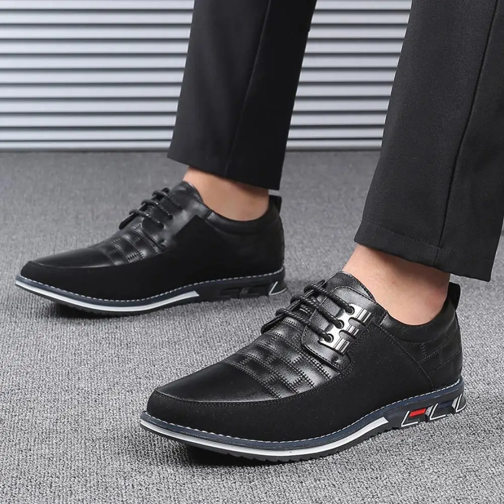 Men Sneakers Shoes Fashion Classic Lace-Up Casual Loafers Pu Leather Shoes Black Breathable Business Men Shoes Big Size 241125