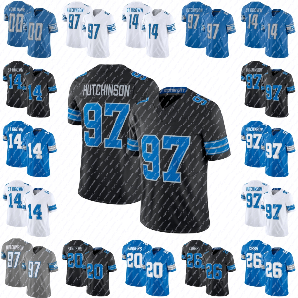 Jared Goff Football Jersey Amon-Ra St.Brown David Montgomery Jahmyr Gibbs Sam LaPorta Brian Branch Jameson Williams Josh Reynolds Jack Campbell Barry Sanders