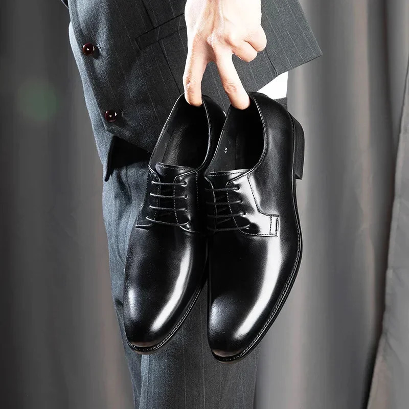 Mens Leather Shoes High Quality Mens Shoes Pointed Oxford Wedding Leather Men Dress Shoes 2024 Gentleman Office Man Shoe 241125