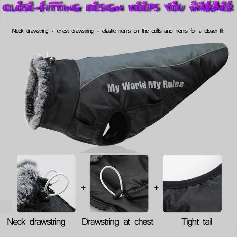 Large Pet Dog Coat with Harness Winter Warm Dog Clothes Labrador Waterproof Large Dog Coat Greyhound French Bulldog ClothingXJ241125