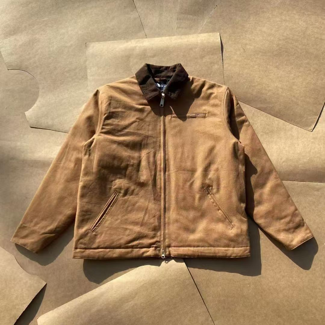 jacket designer jacket mens jackets classic vintage style canvas jacket zip jacket Heavy industry washed work jacket
