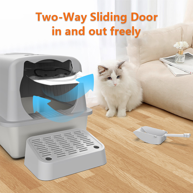 2024 New Listing full Enclosed smart Cat Toilet with deodorizer Stainless Steel cat Litter Box