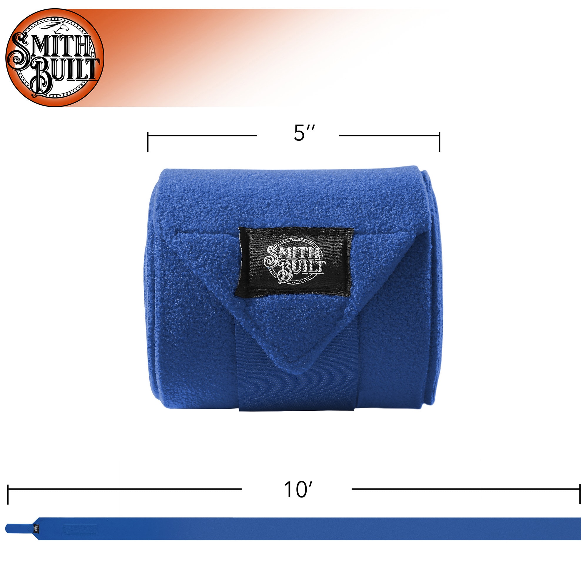 SmithBuilt Blue Fleece Polo Wraps Bandages for Horses, Set of 4