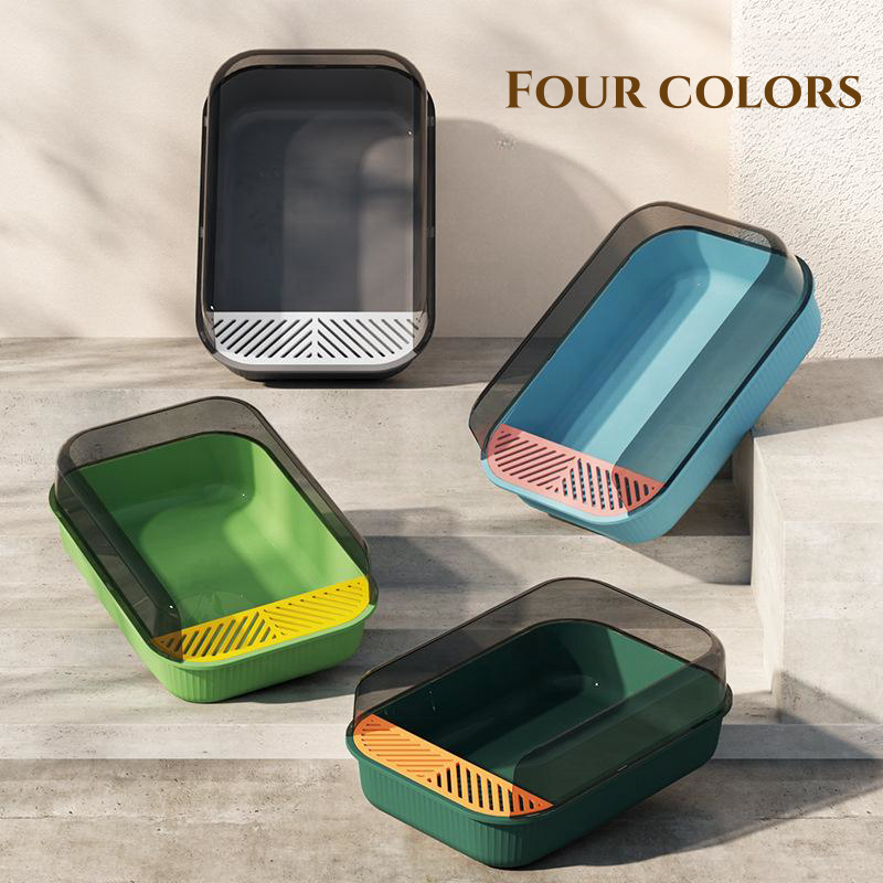 OF New Design Semi Closed Splash Proof Plastic Cat Litter Tray Cat Litter Box Toilet With Shovel
