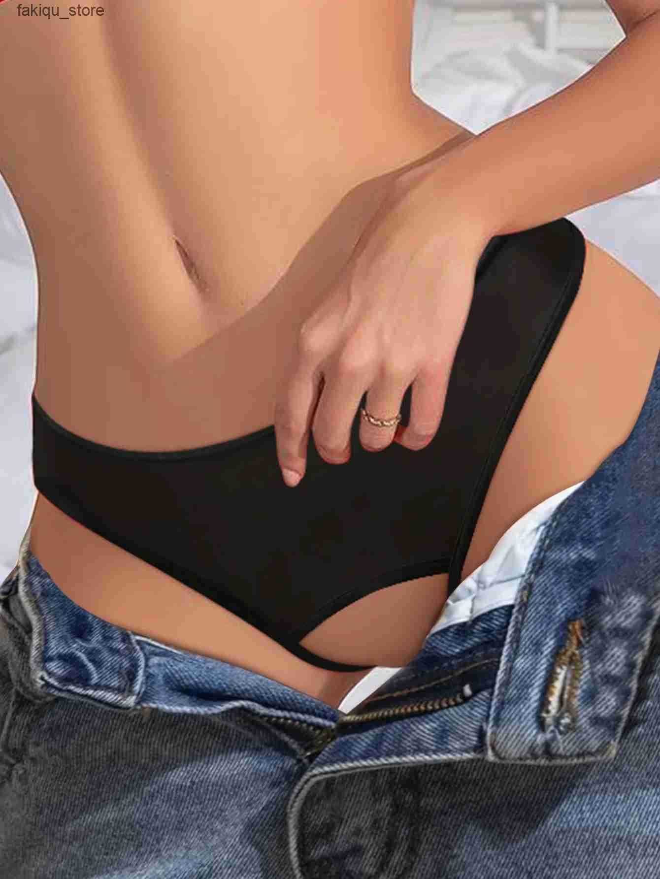 Briefs Panties Womens Panties Crotch Opening Sexy Thong with Yes Daddy Prints Underwear Erotic Crotchless Female Intimates Lingerie L240910