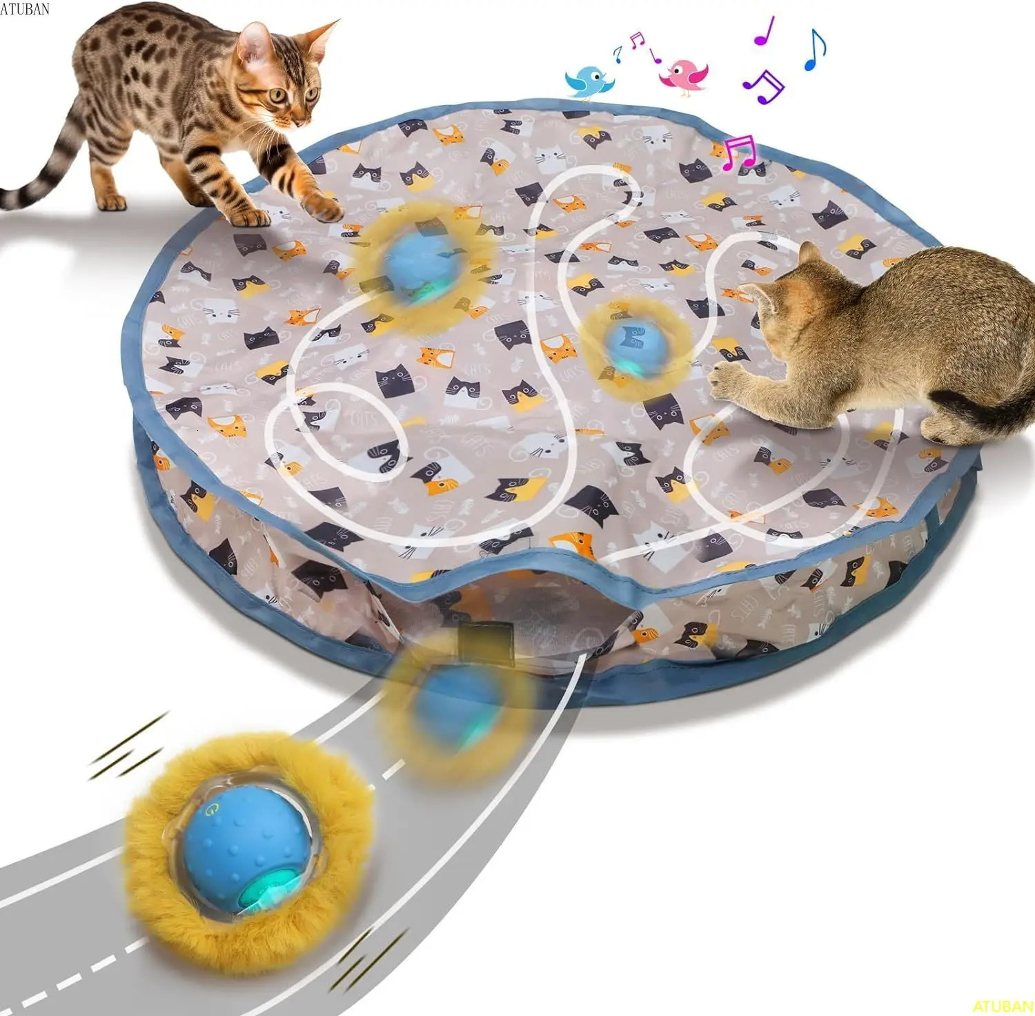ATUBAN Electric Cat ToysHide and Seek Kitten ToyChirping Motion Activated Interactive Cat ToyCats Hiding Cover Exercise Toy 241125