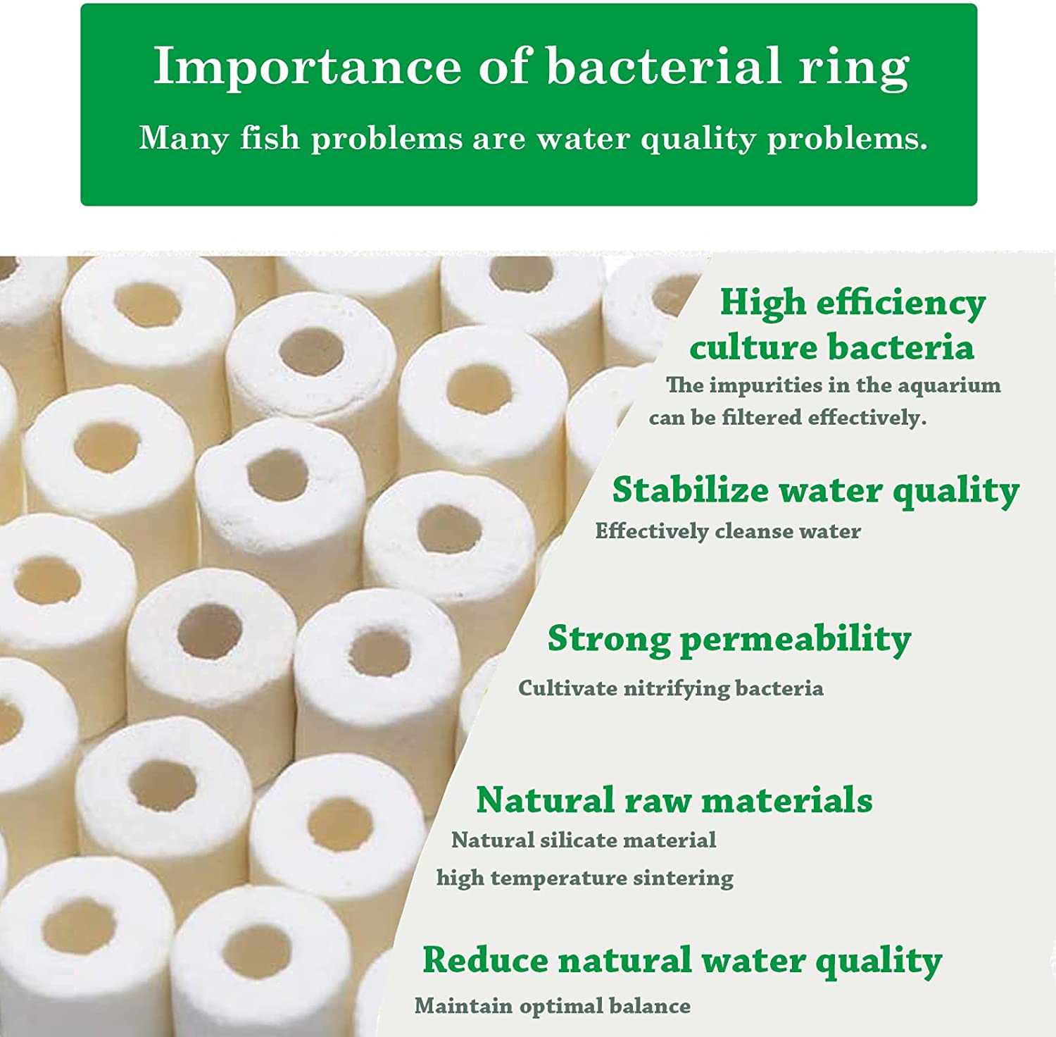 Purification Water Quality Biochemical Bacteria glass ring Digestion Bacteria White Aquarium Ceramic Filter Rings