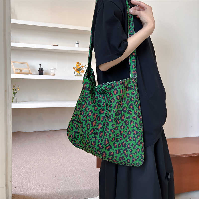 Underarm Tote Bag Womens Canvas Leopard Print Handbags Casual Fashion Large Capacity Shop Shoulder Crossbody Bag 241125