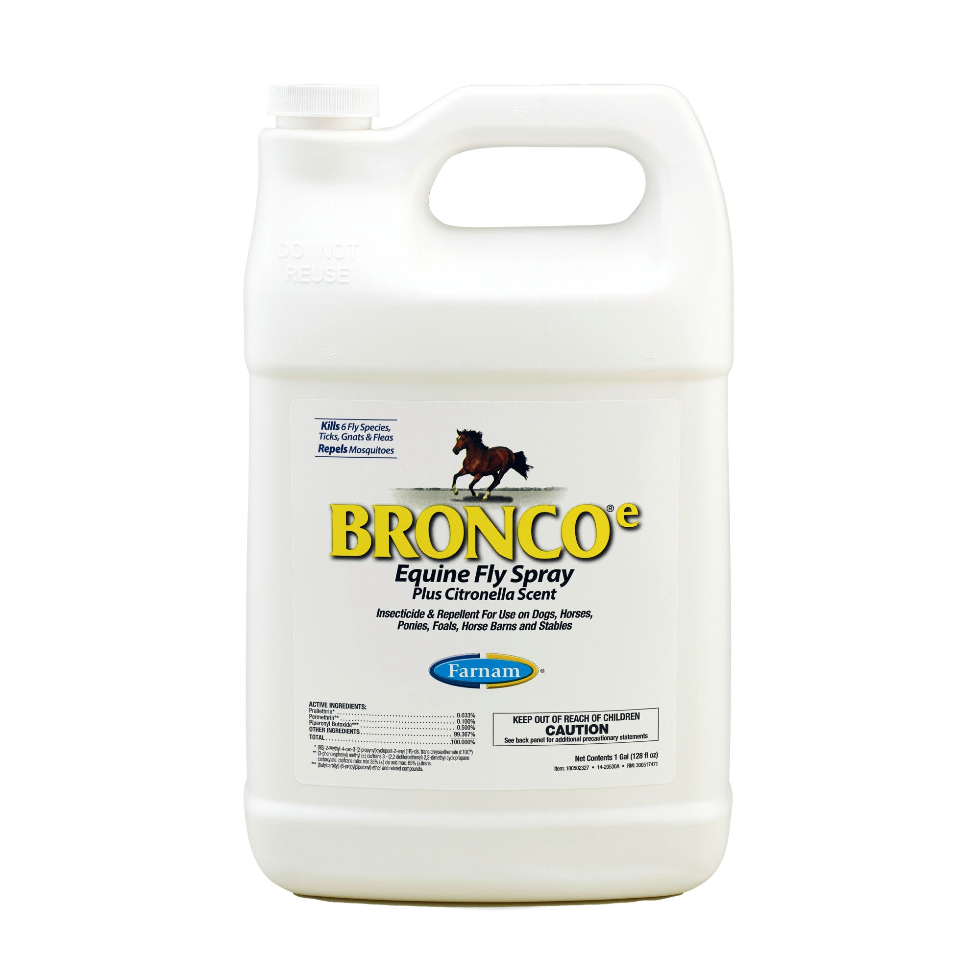 Farnam Broncoe Equine Fly Spray With Citronella Scent for Horses & Dogs, 128 fl. oz.