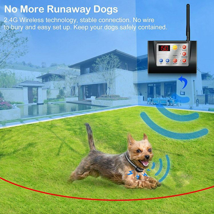 Waterproof Remote Control 2 in 1 Dog Training Collar Electric Fence Temporary Wireless Dog Fence System with Training Collars