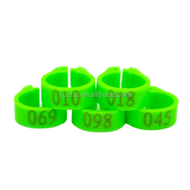 Plastic Bird Leg Foot Bands 8mm*5.5mm height green color clips bird ring leg tag