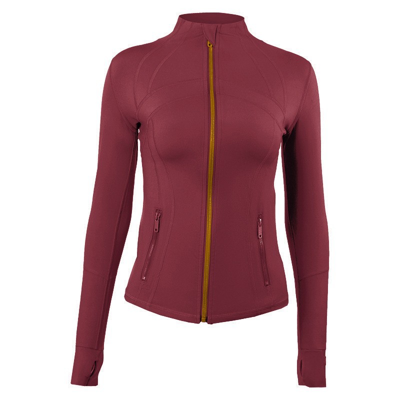 5A Women's Yoga long sleeves Jacket and Gold zip Outfit Solid Color Sports Shaping Waist designer jackets For Lady