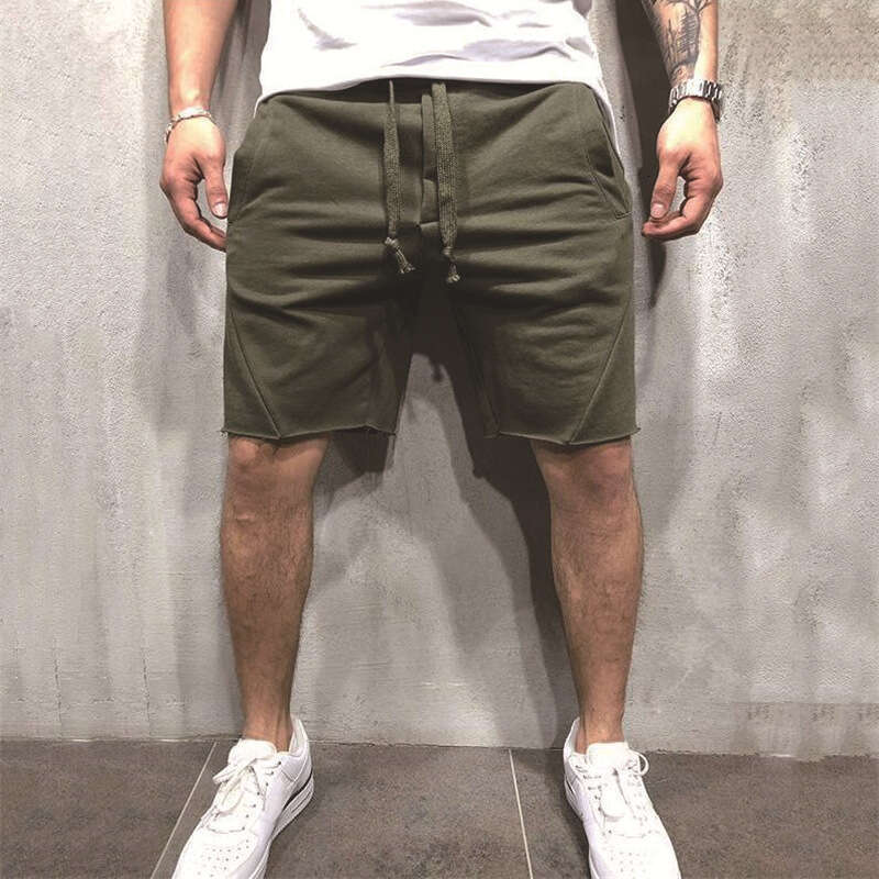 European Casual Shorts Men, Popular For Fiess Enthusiasts, Solid Color Running And Sports Training B3