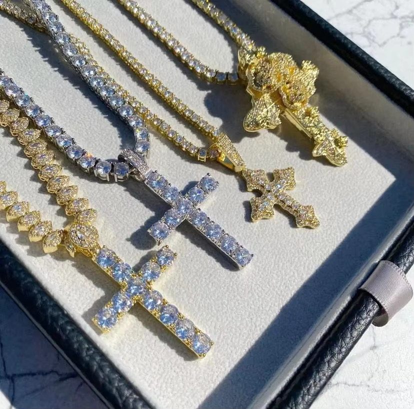 Moissanite necklace New Cross pendant Gold Chain Design for Men: Hip-hop Stay on Trend with Fashion Jewelry