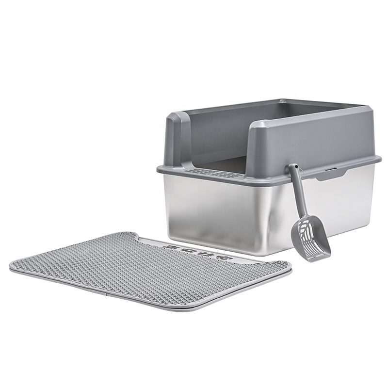 Large Size Stainless steel cat litter box Suitable for large cats and multiple cats, non stick, easy to clean cat litter tray