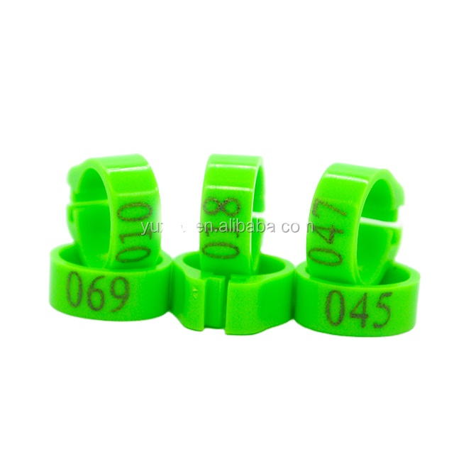 Plastic Bird Leg Foot Bands 8mm*5.5mm height green color clips bird ring leg tag