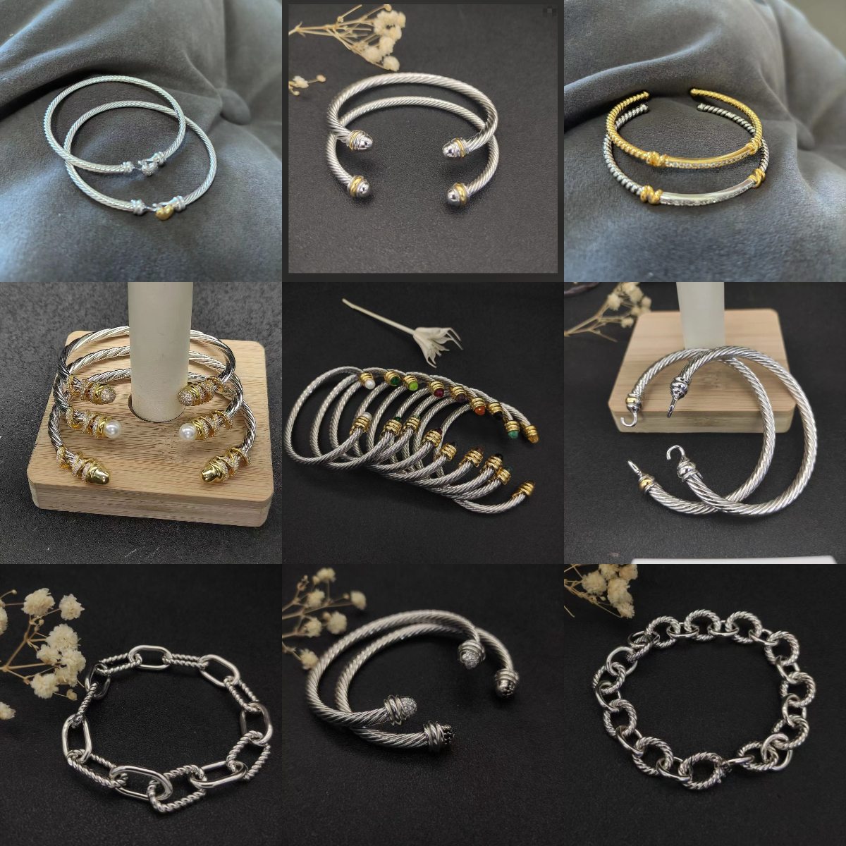 personalized bracelet designer jewelry silver punk designer bracelet vintage craftsmanship silver gold bracelet 3mm-7mm multiple choice charms bracelet