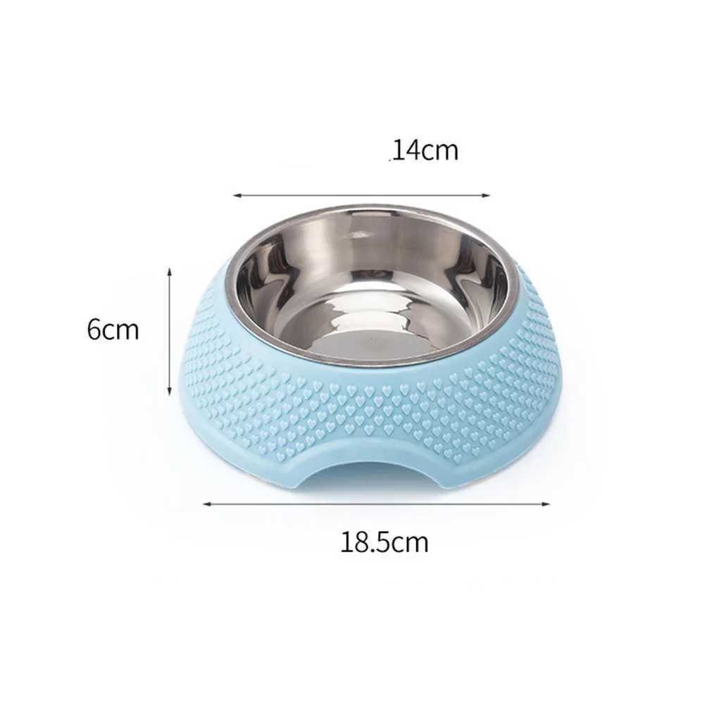 Dog Feeding Bowl Pet Tableware Drinking Dish Stainless Steel Sealed Dog Bowl Pink Green Blue Cat Bowls With Heart-Shaped PatternXJ241125