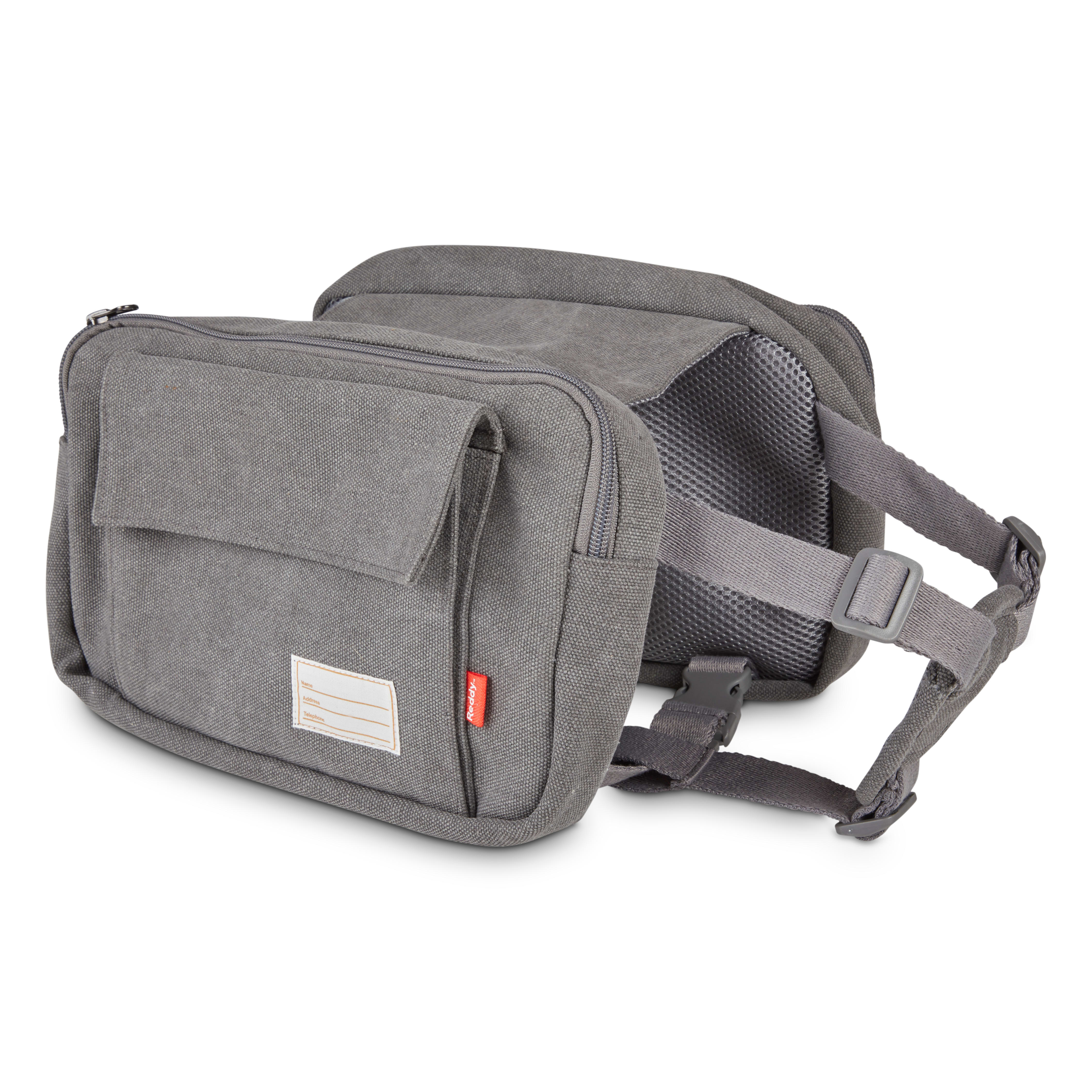 Reddy Grey Washed Canvas Dog Saddle Bag, Medium