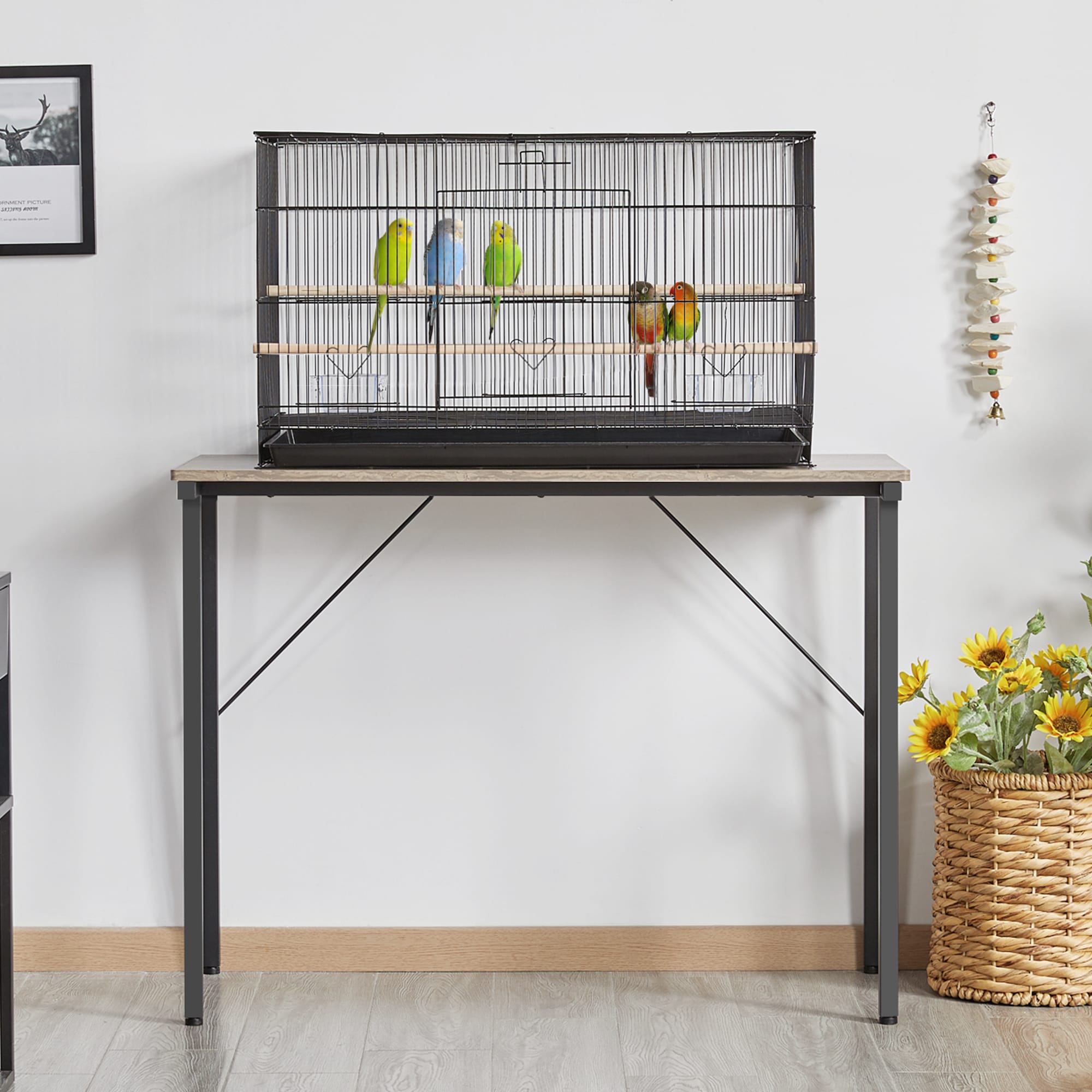 Topeakmart Black 18" Flight Cage with Slide-Out Tray for Birds